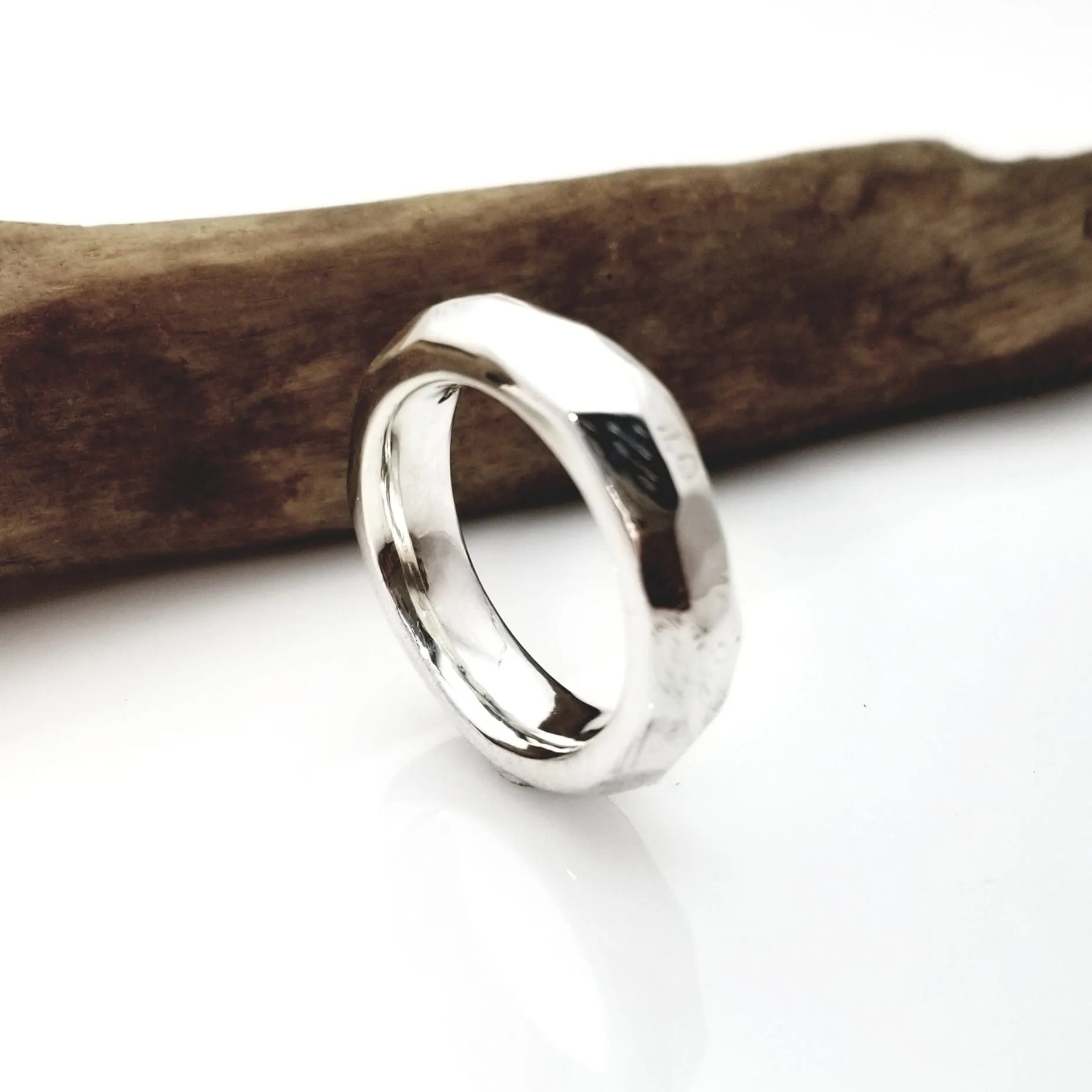 Discover Mr. Edgy: A One-of-a-Kind Solid Silver Ring with a Faceted Surface and Artistic Design