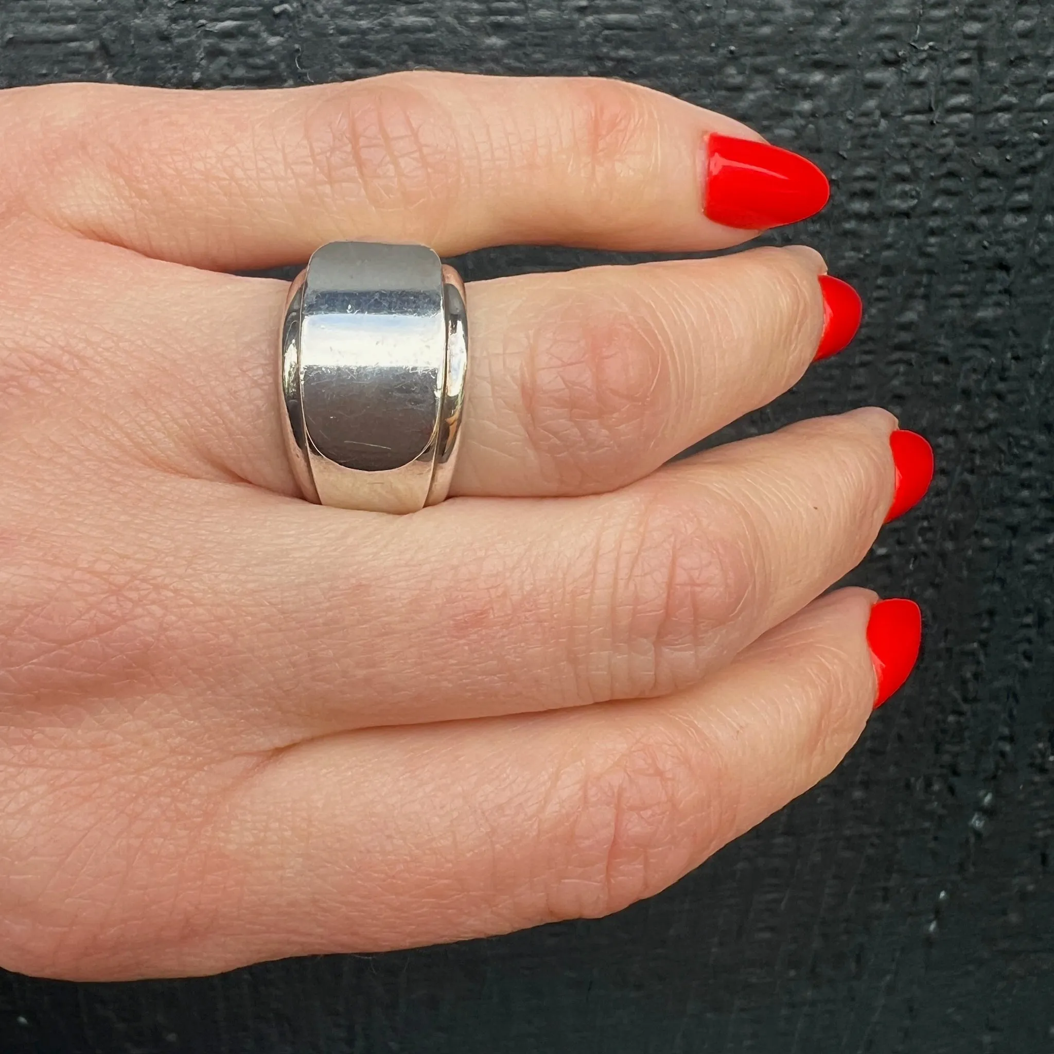 Edgy Sterling Silver Signet Ring