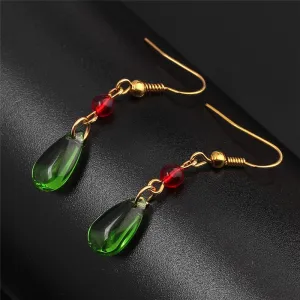 Elegant Crystal Earrings With Red Beads