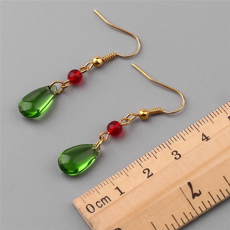 Elegant Crystal Earrings With Red Beads