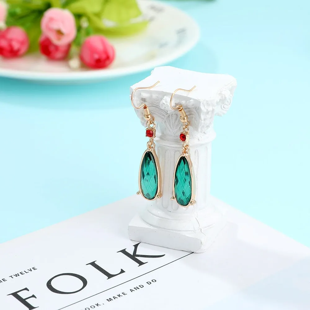 Elegant Crystal Earrings With Red Beads