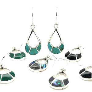 Elegant Teardrop Earrings with Inlaid Stones