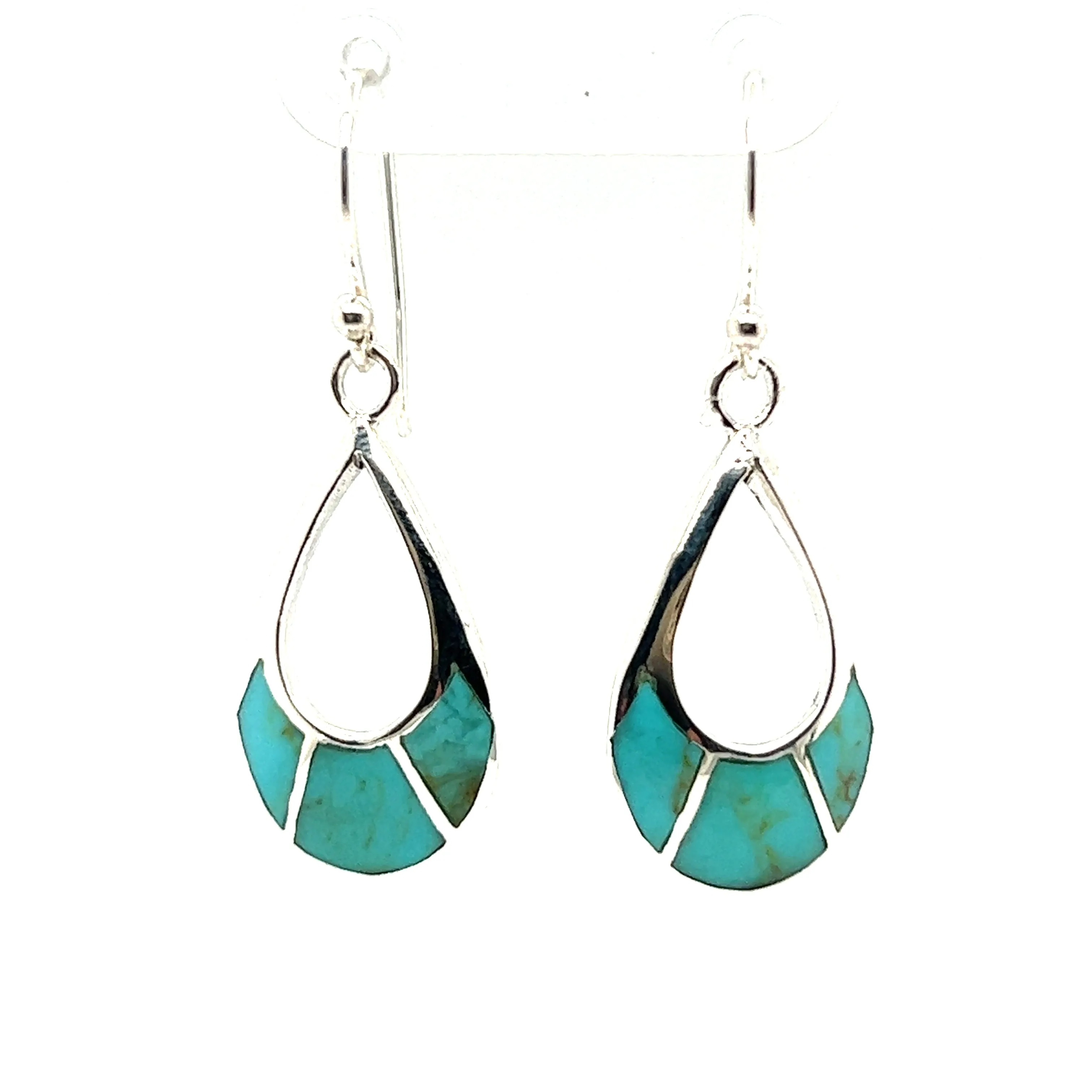 Elegant Teardrop Earrings with Inlaid Stones