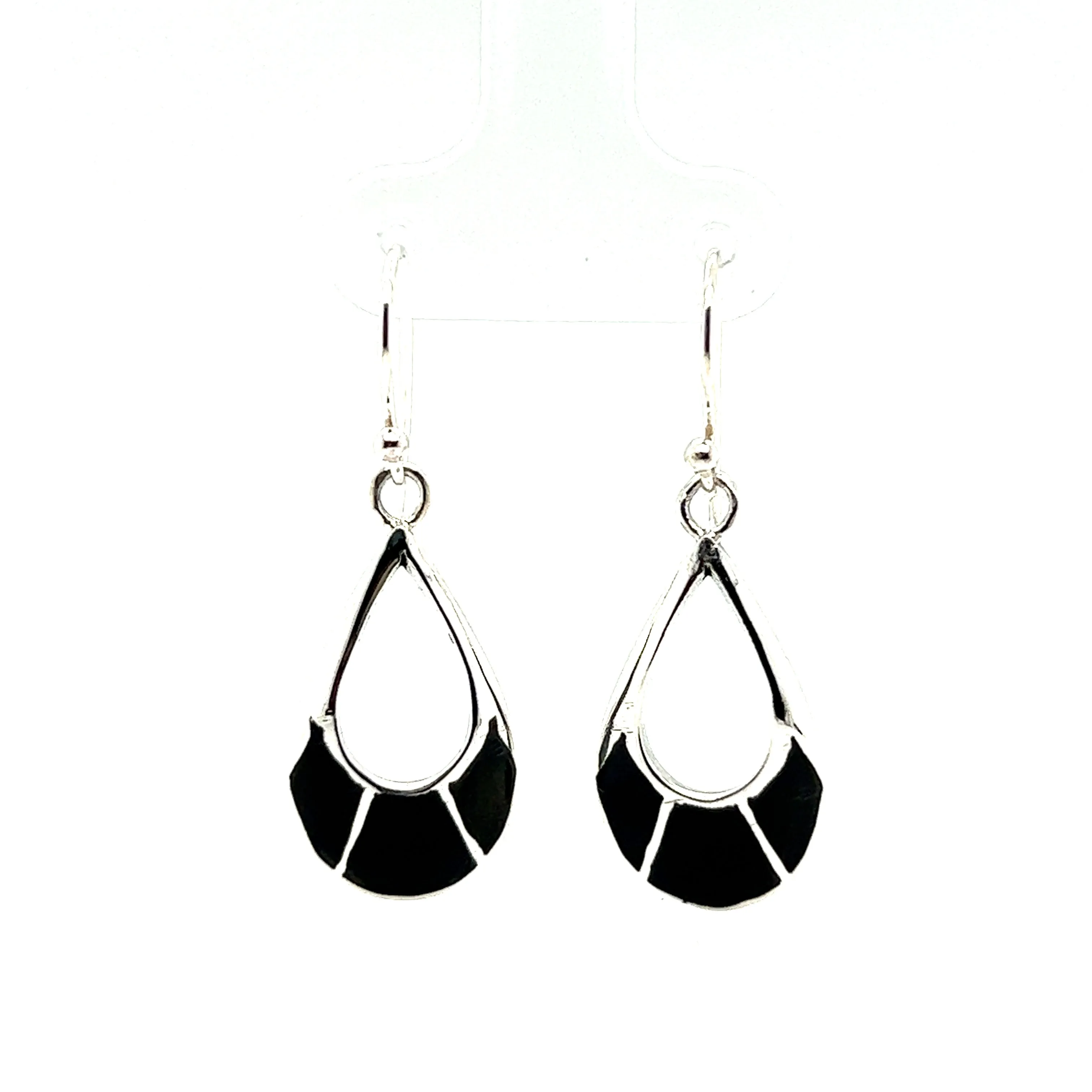 Elegant Teardrop Earrings with Inlaid Stones