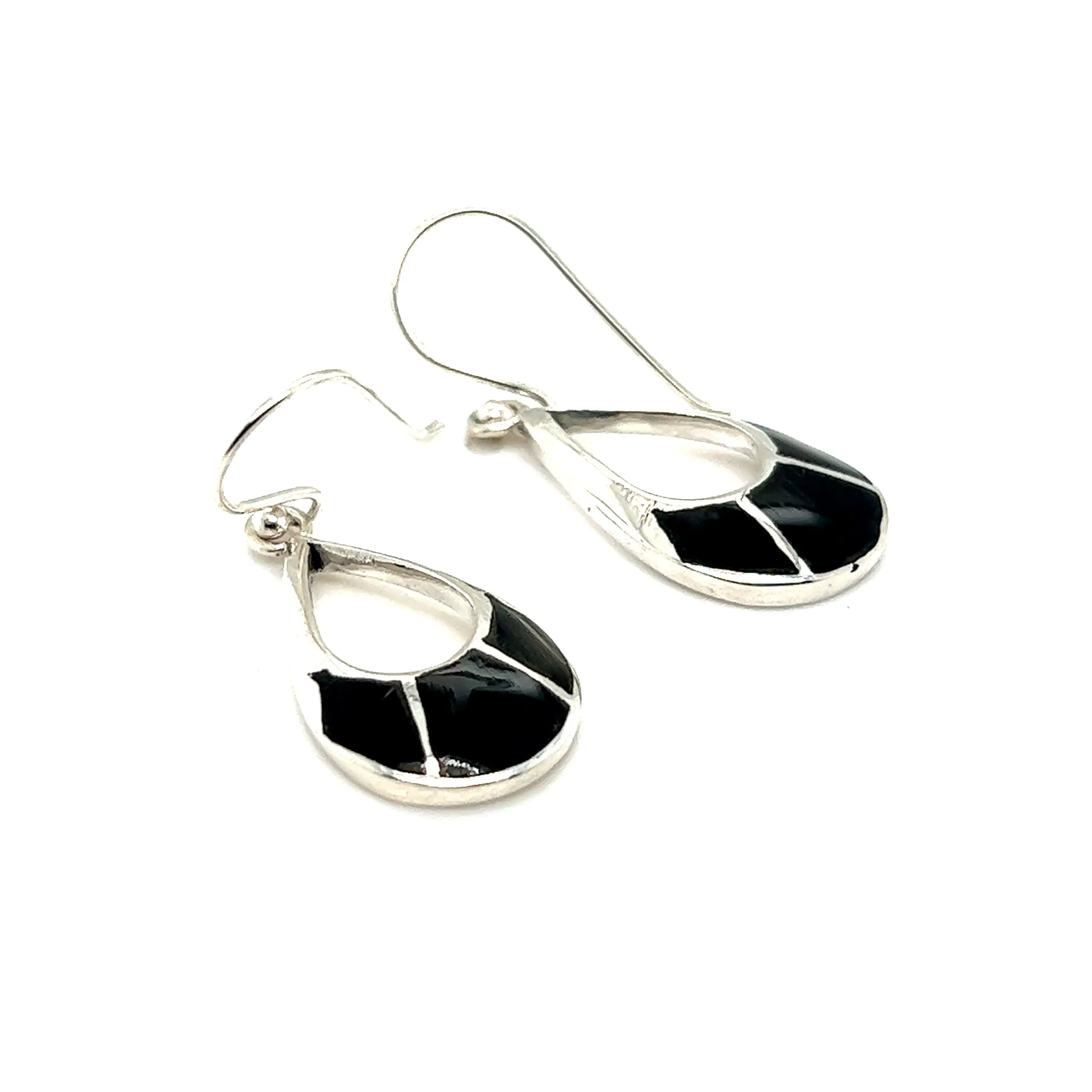 Elegant Teardrop Earrings with Inlaid Stones