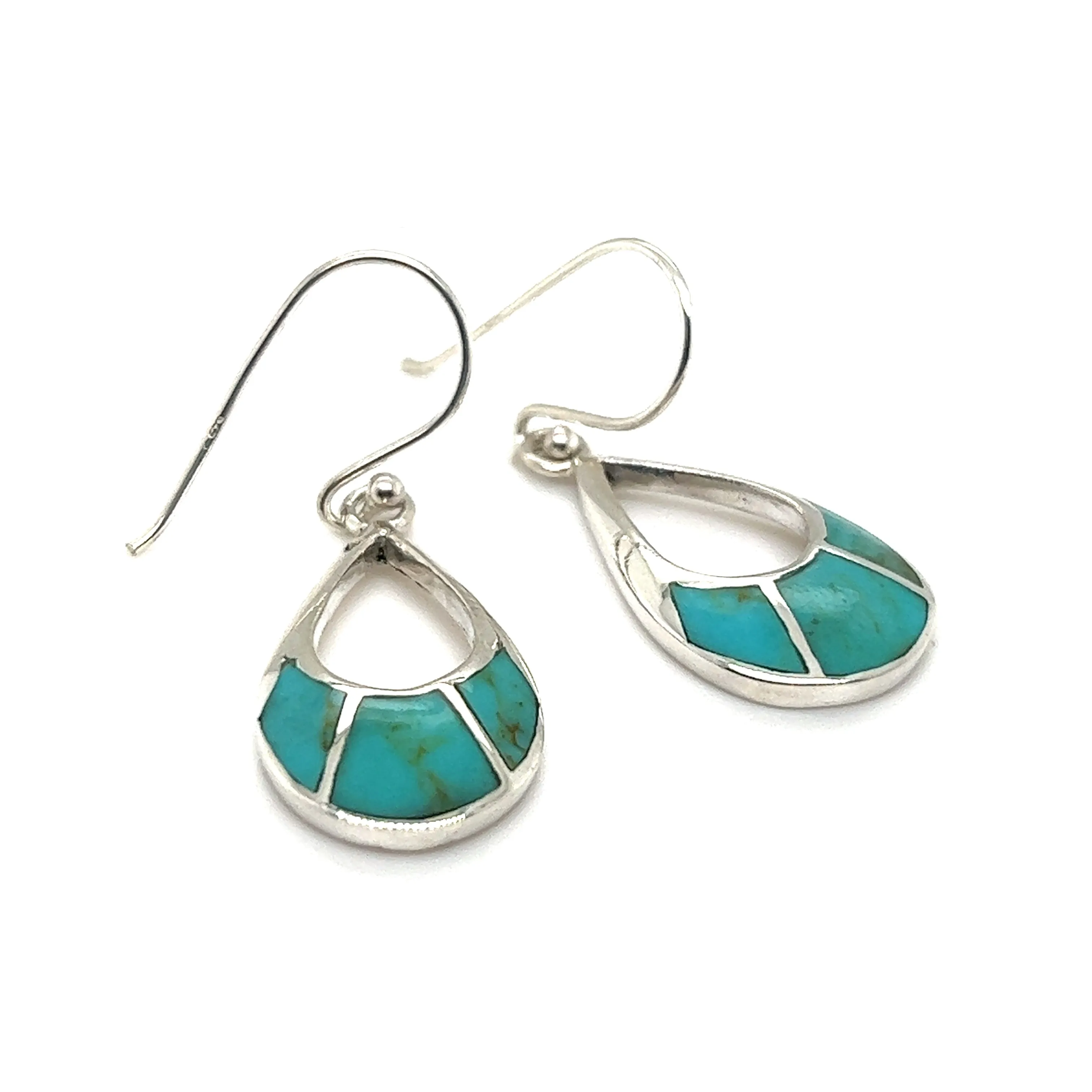 Elegant Teardrop Earrings with Inlaid Stones