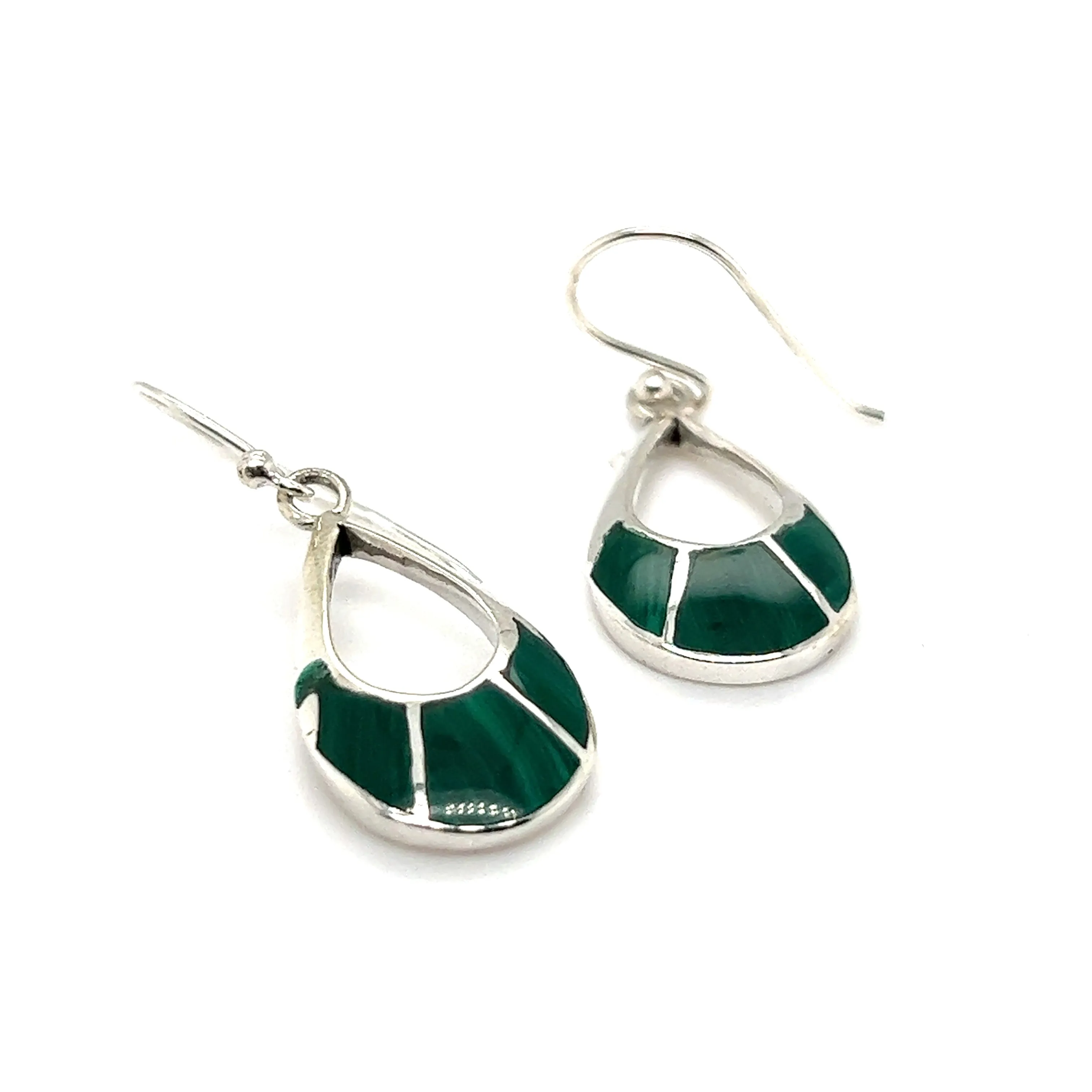 Elegant Teardrop Earrings with Inlaid Stones