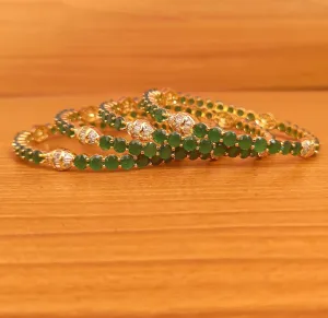 EMERALD & CZ STUDDED GOLD LOOK BANGLES