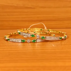 EMERALD LOOK CZ STUDDED DIAMOND LOOK BANGLES