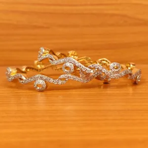 ETHNIC GOLD PLATED CZ STUDDED DIAMOND LOOK BANGLES