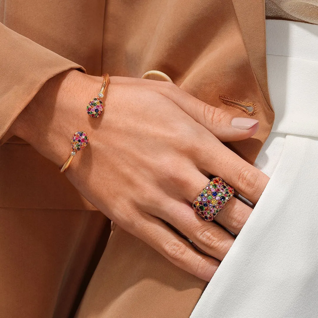 Faberge Emotion 18ct Yellow Gold Multi-Coloured Open Set Bangle