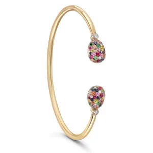 Faberge Emotion 18ct Yellow Gold Multi-Coloured Open Set Bangle