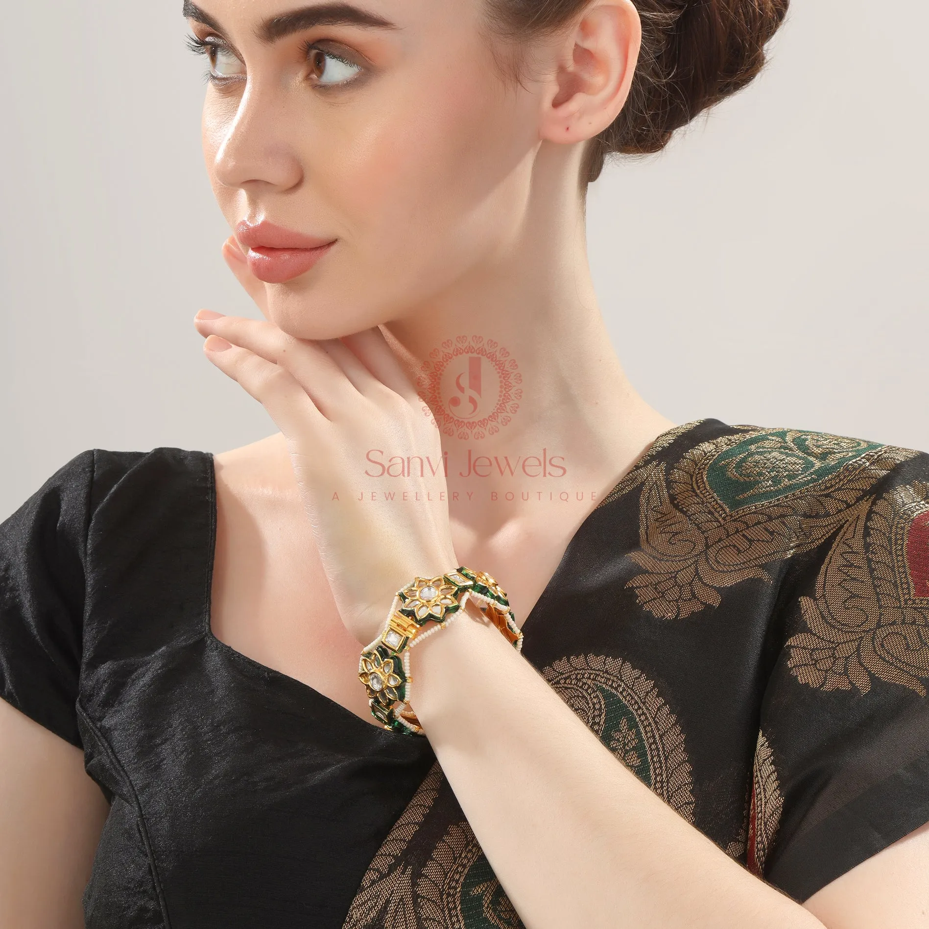 FLOWER KUNDAN MEENAKARI OPENABLE BANGLES