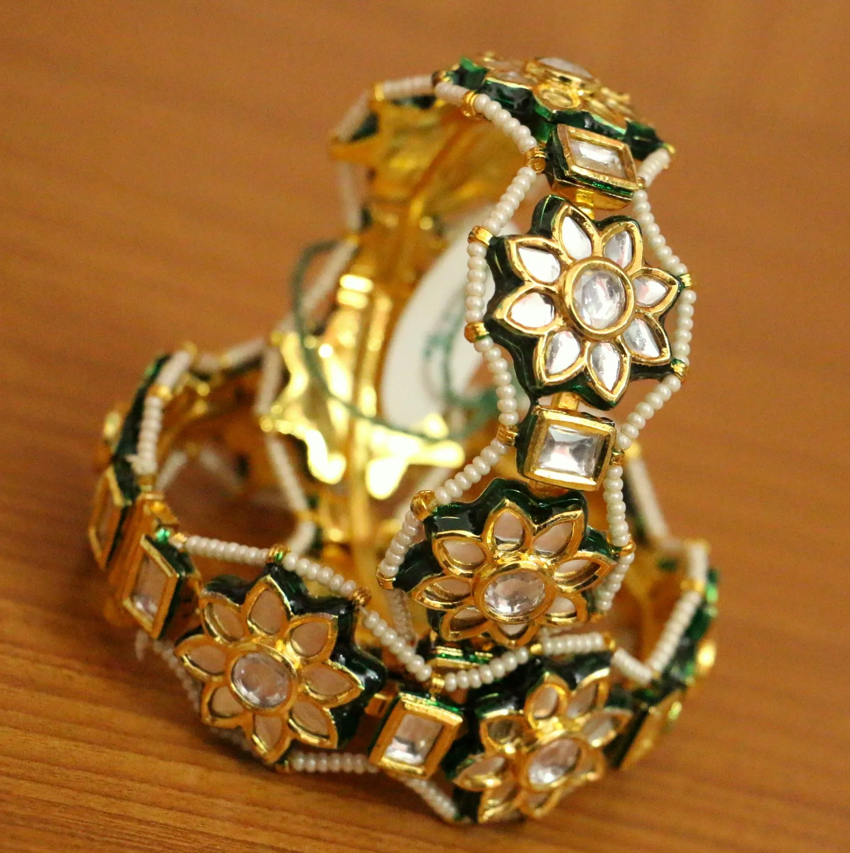 FLOWER KUNDAN MEENAKARI OPENABLE BANGLES
