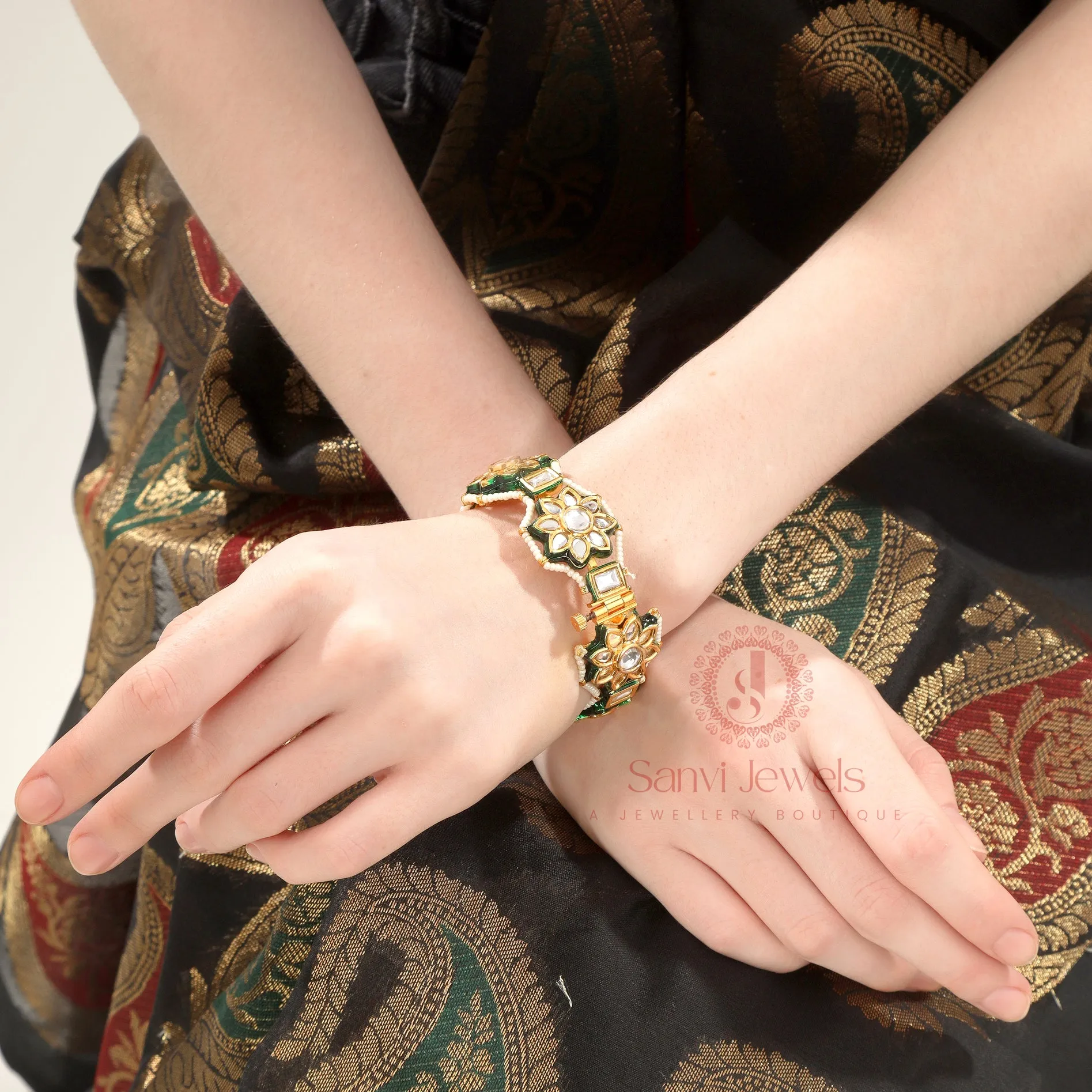 FLOWER KUNDAN MEENAKARI OPENABLE BANGLES