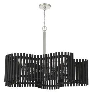 Freeform 5 Light Large Chandelier in Polished Nickel/Black Walnut