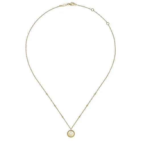 Gabriel & Co | 14K Yellow Gold Bujukan Cross Pendant Necklace