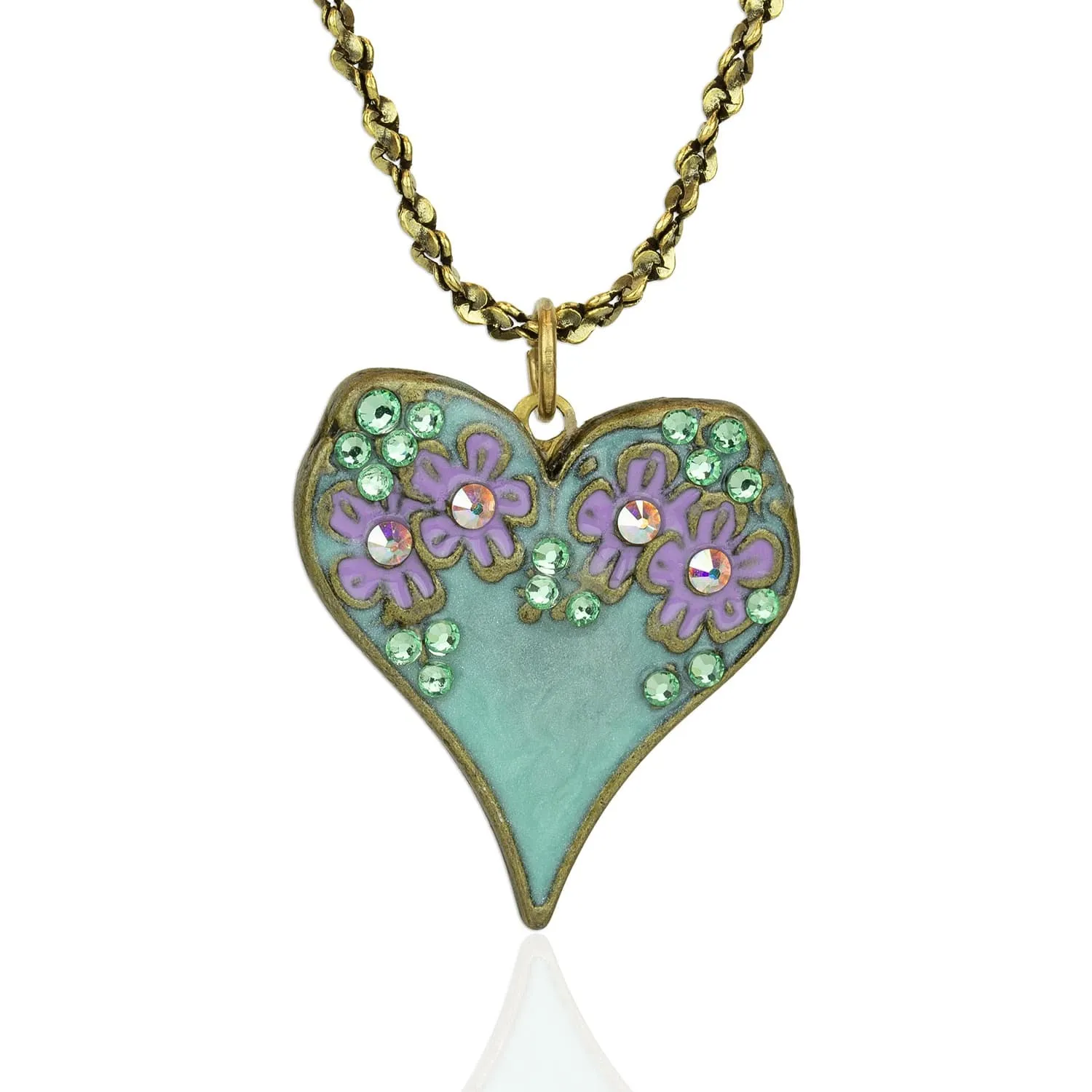 Garden of Love Crystal Flower Heart Pendant
