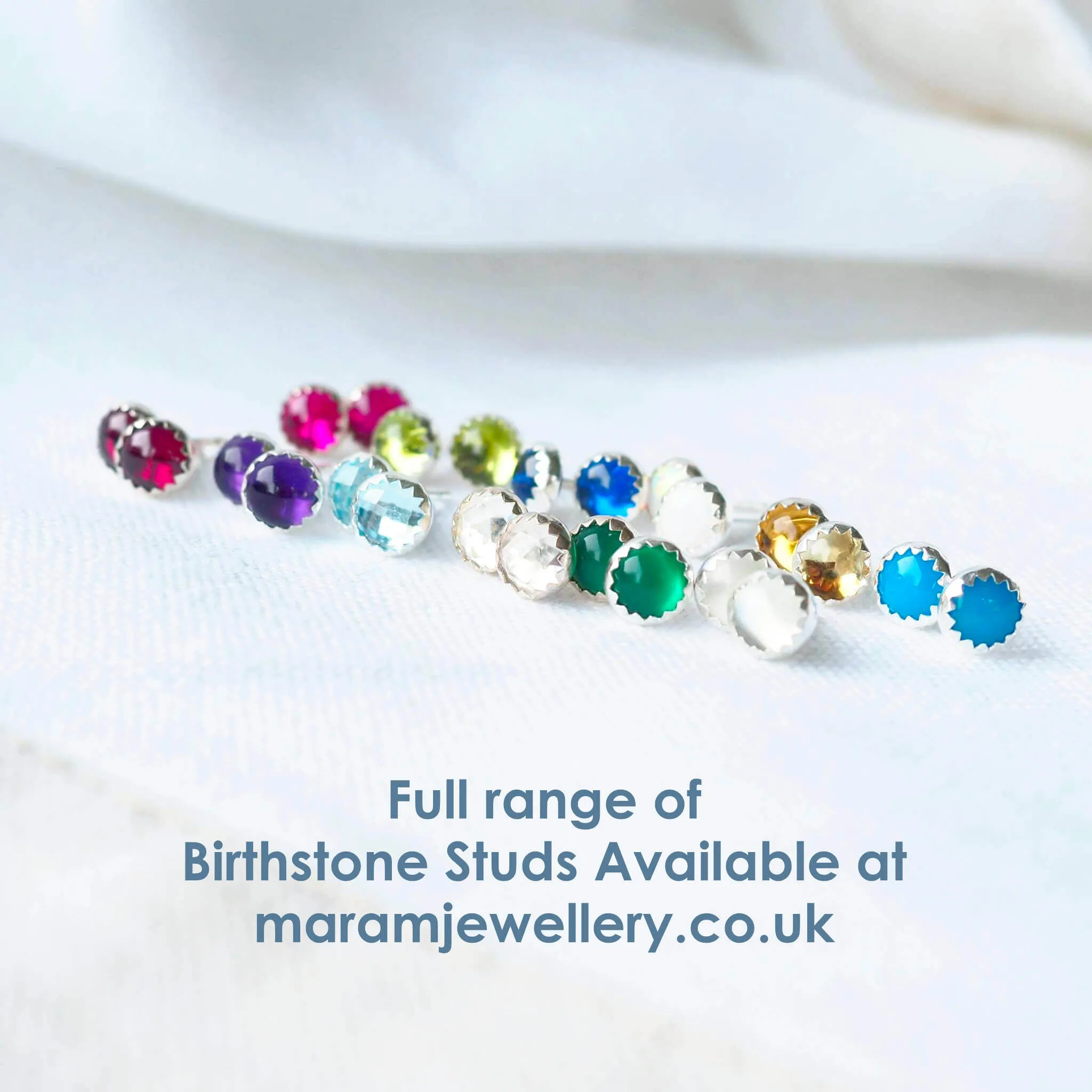 Gemstone Sterling Silver Studs - Blue Opal