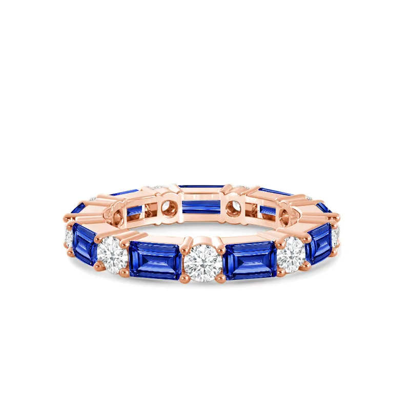 Geometric Sequence Created Sapphire and Round Diamond Eternity Ring