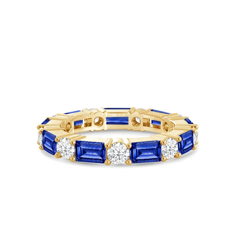 Geometric Sequence Created Sapphire and Round Diamond Eternity Ring
