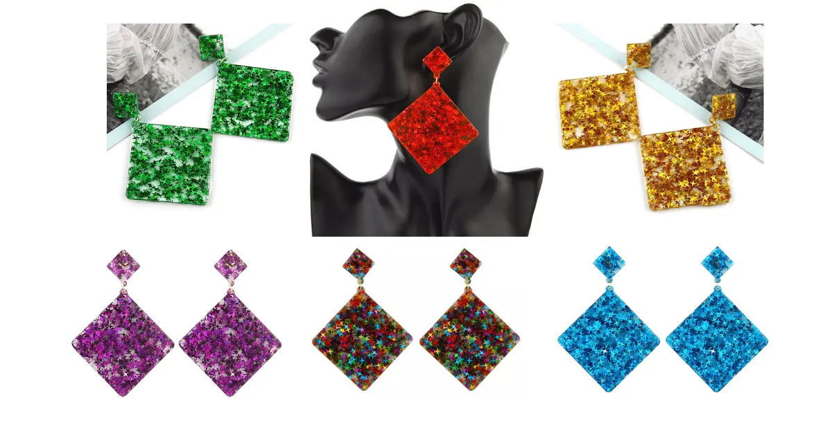 Glitzy Eye-Catching DIAMOND Acrylic Earrings