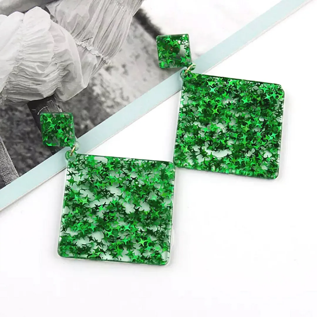 Glitzy Eye-Catching DIAMOND Acrylic Earrings