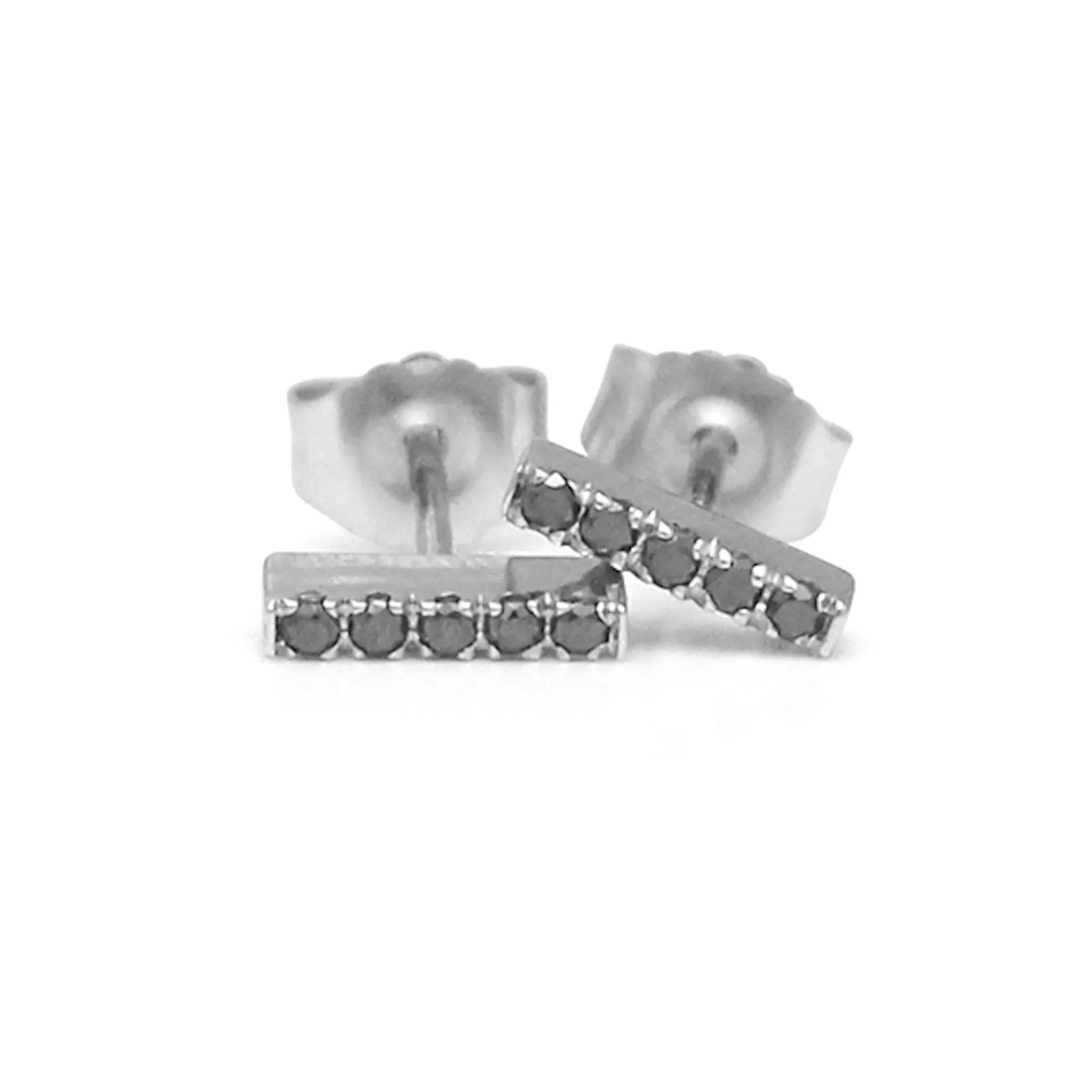 Gold and Diamond Petite Bar Stud Earrings