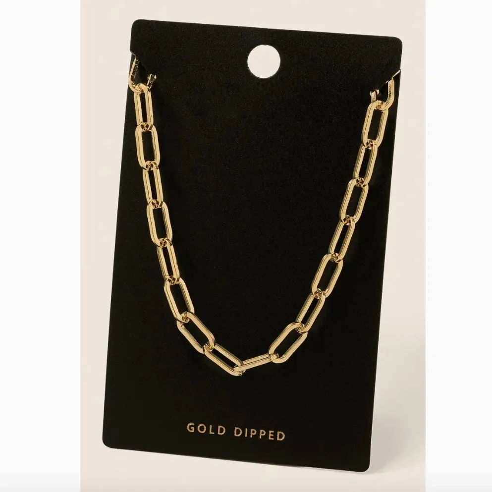 GOLD DIPPED OVAL CHAIN NECKLACE