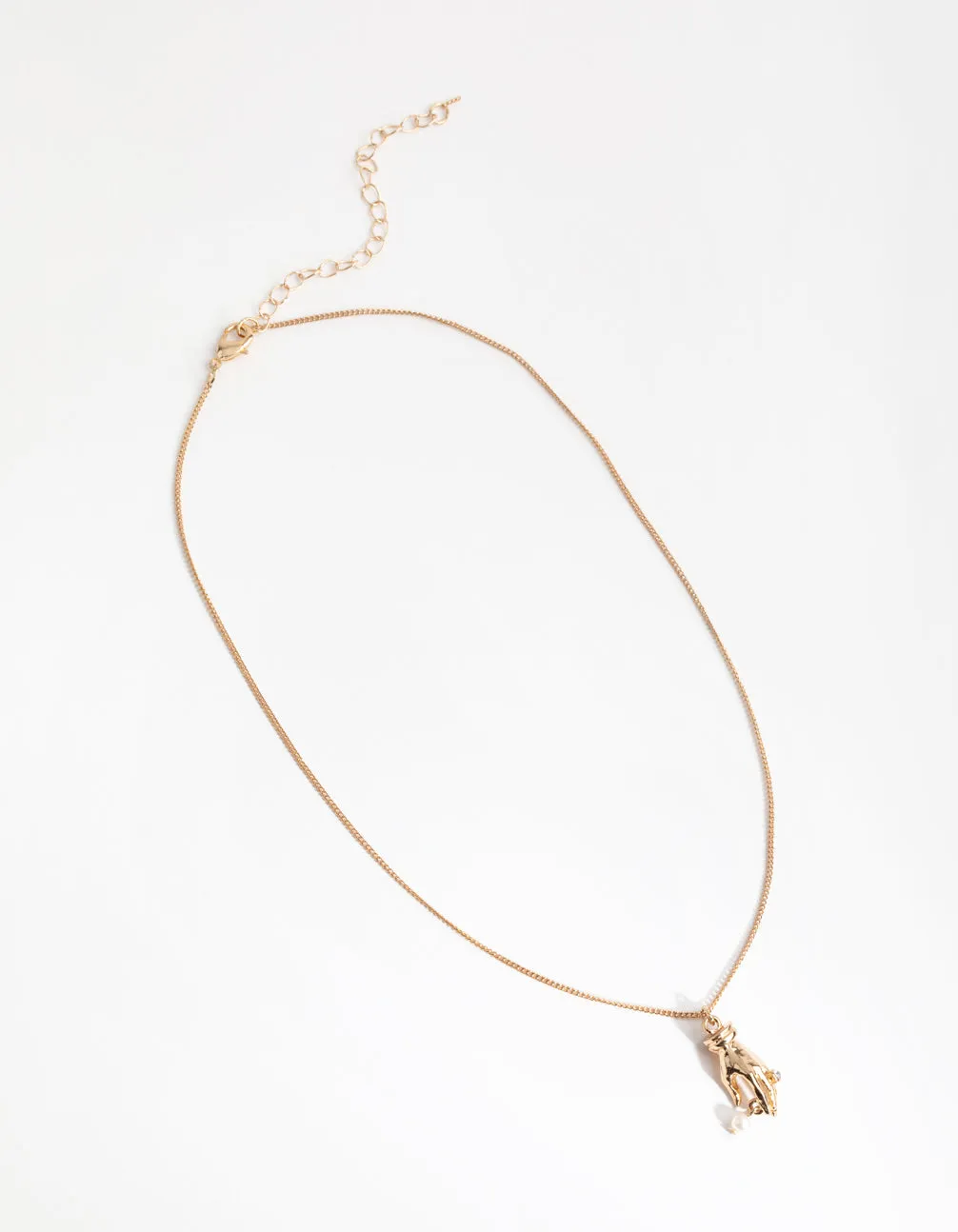 Gold Faux Pearl Hand Necklace