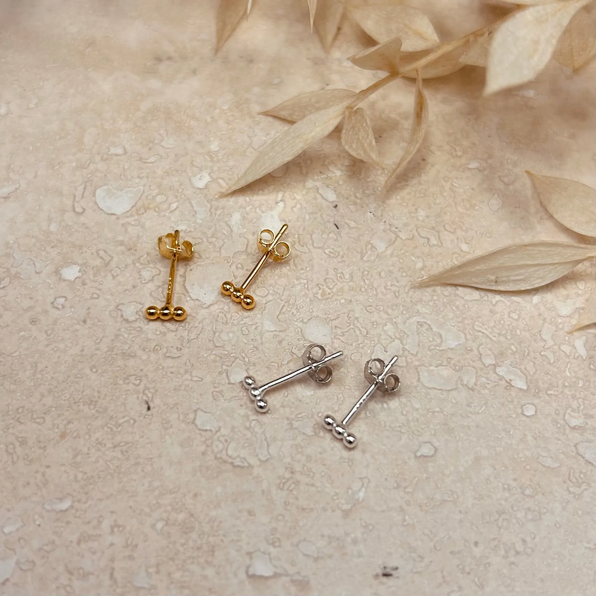 Gold or Silver 3 Dot Studs