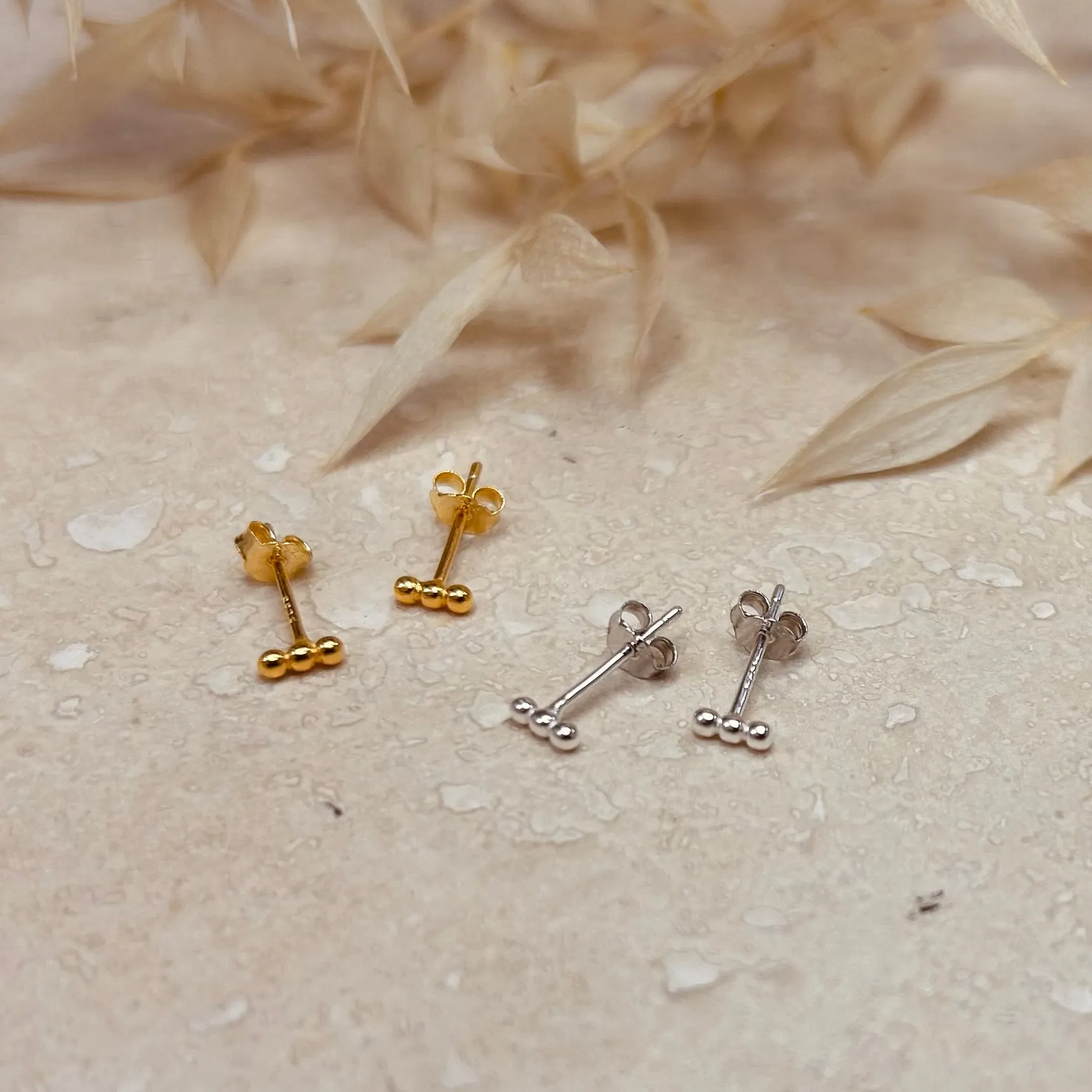 Gold or Silver 3 Dot Studs