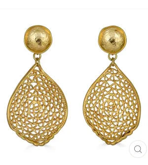 Gold Teardrop Lace Earring