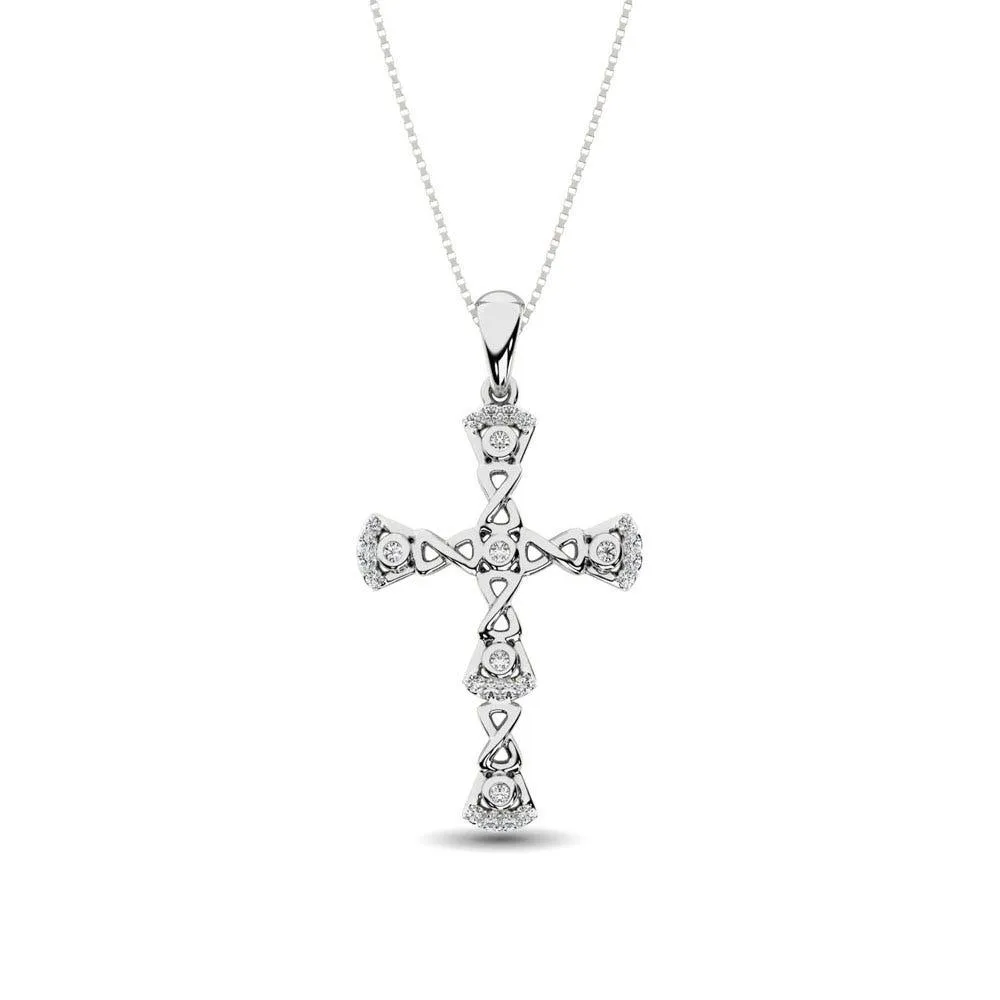 Gothic Style Diamond 1/6 Ct.Tw Cross Pendant in 10K White Gold