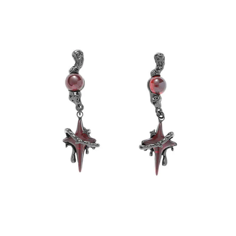 Gothic Thorns Four-Pointed Star Alloy Jewelry Set
