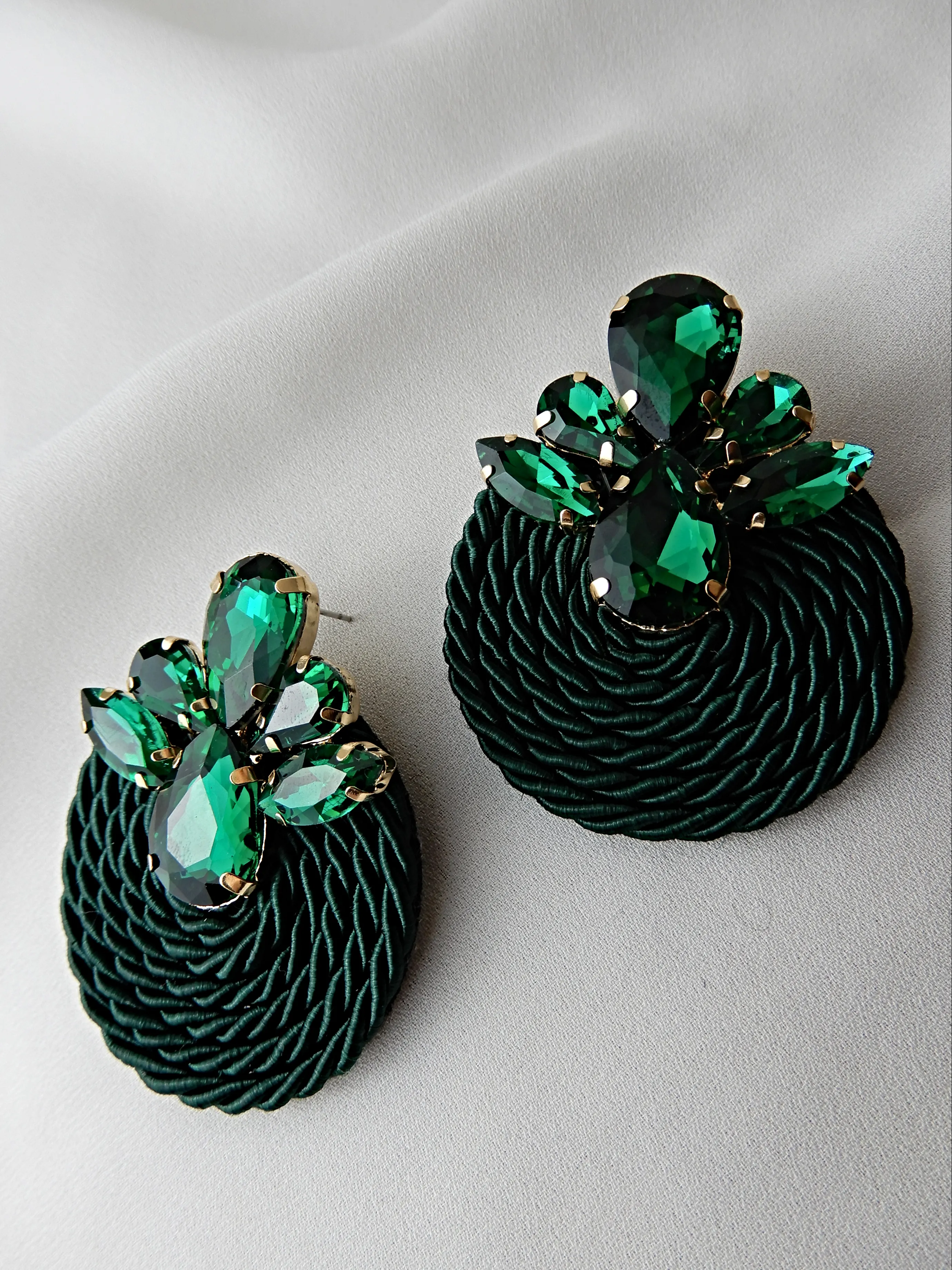 Green Bead Statement Earring