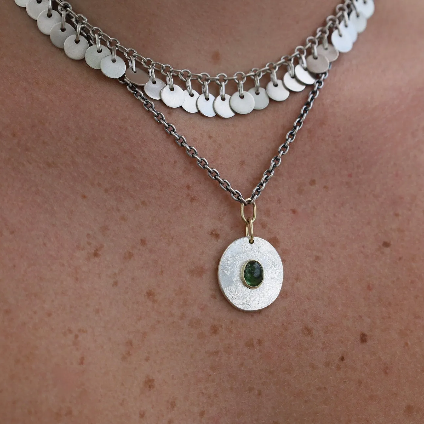 Green Tourmaline Medallion Pendant