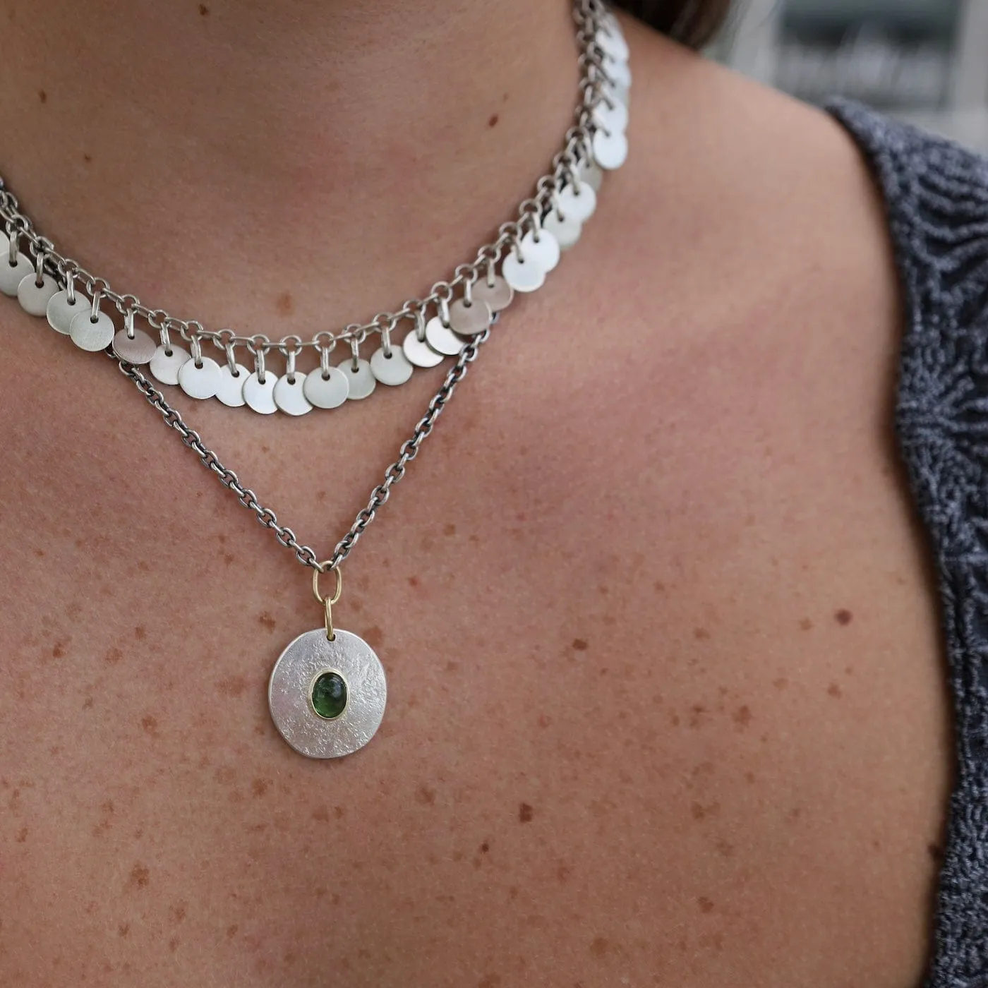 Green Tourmaline Medallion Pendant