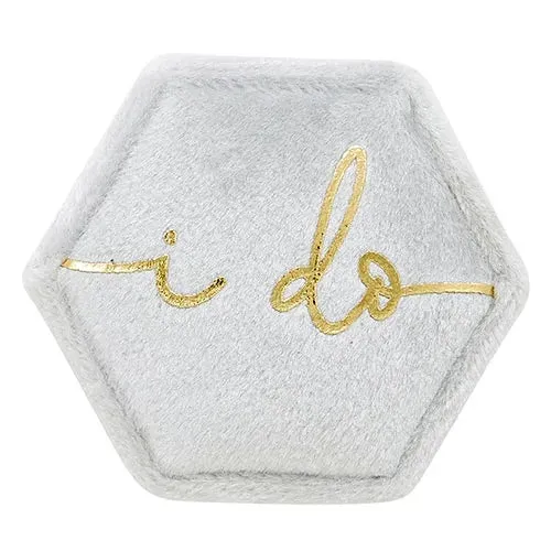 Grey Velvet "I Do" Ring Box