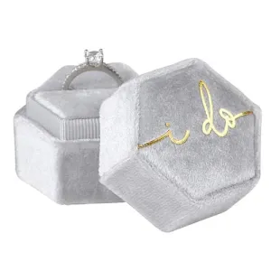 Grey Velvet "I Do" Ring Box