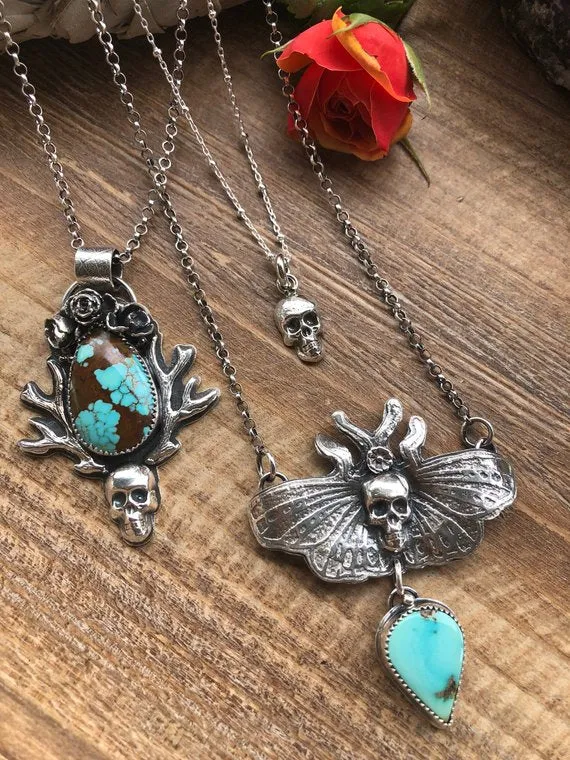Hand Cast Mini Skull Necklace