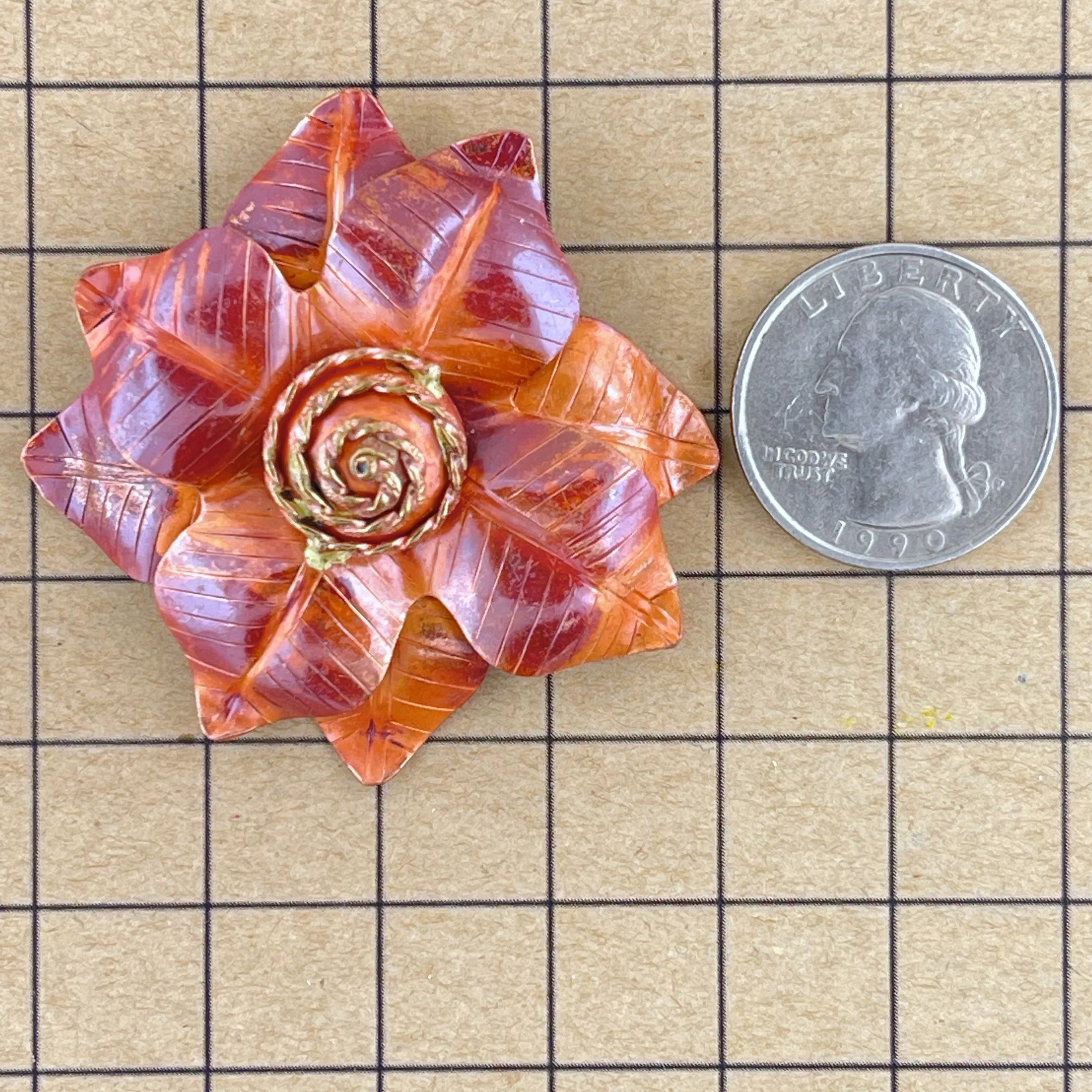 Handcrafted Spiral-Centered Copper Flower Pendant