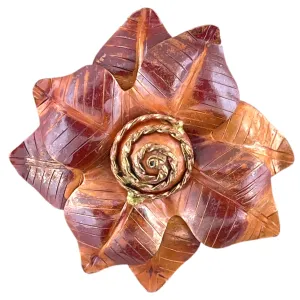 Handcrafted Spiral-Centered Copper Flower Pendant