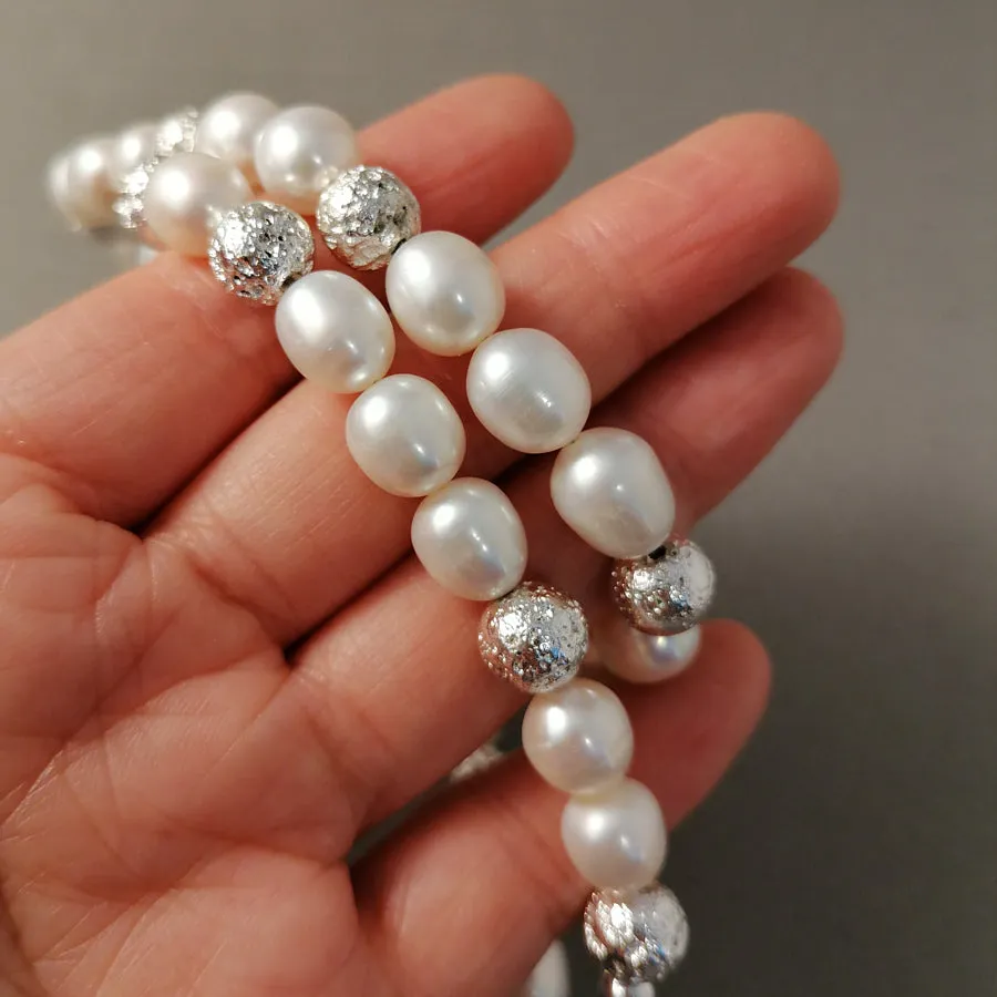 Handmade Oval Freshwater Pearl Necklace