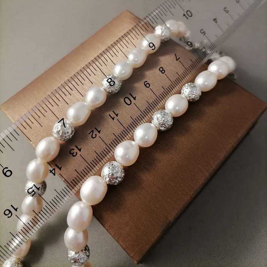 Handmade Oval Freshwater Pearl Necklace