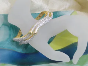 Handmade wedding bangle bracelets- "Shimmering Shoreline". Unique white stone wavy bracelet bangles. From Artikrti.