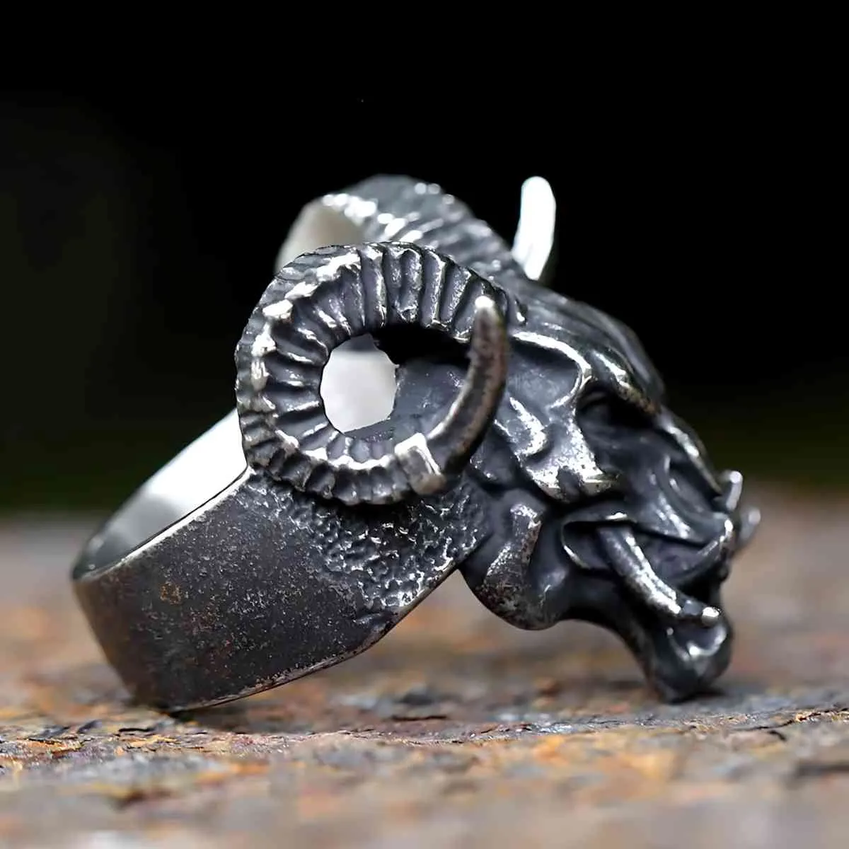 Horned Demon Goat Ring