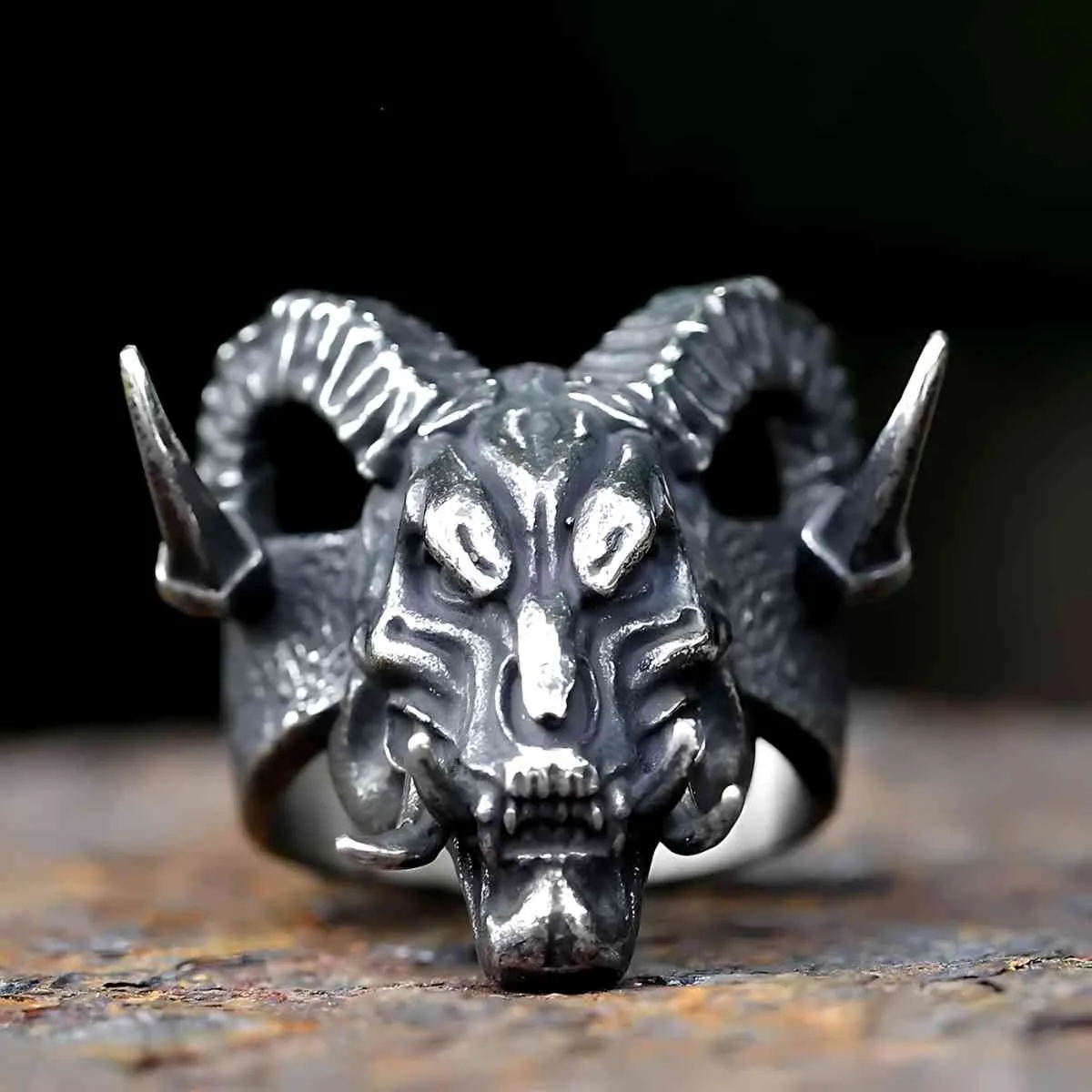Horned Demon Goat Ring