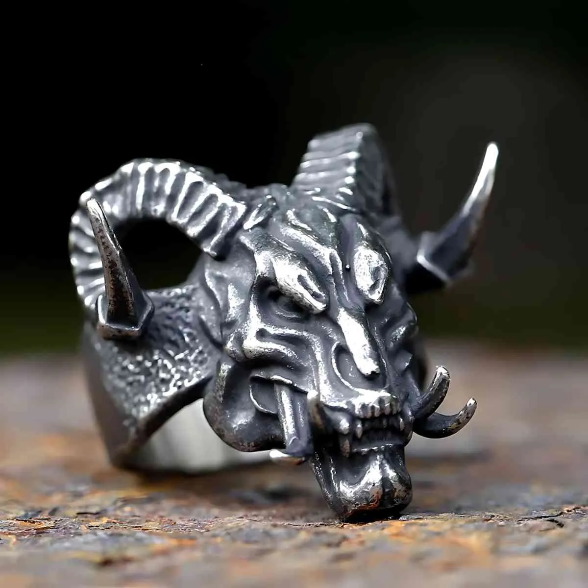 Horned Demon Goat Ring