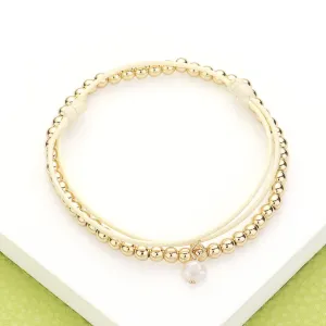 iLLASPARKZ 2PCS - Metal Ball Stretch Pearl Charm Adjustable Bracelets
